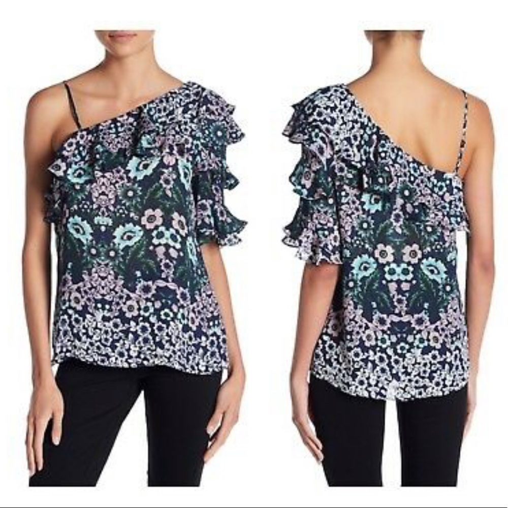 Parker Floral Print Asymmetrical Blouse Size S